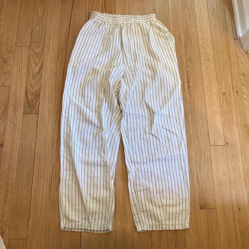 S White and brown striped pants